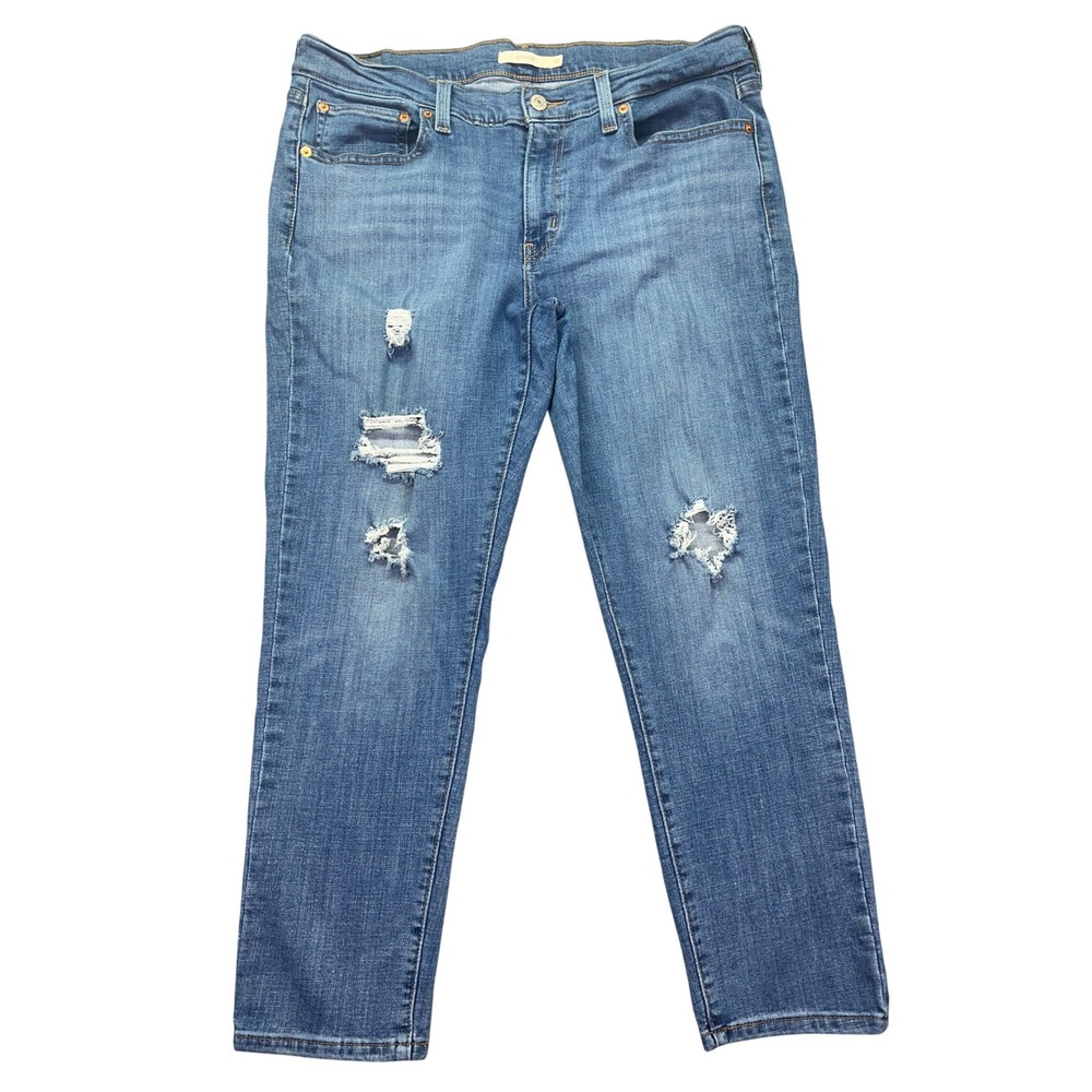 Levi's Boyfriend Jeans‎ Distressed Denim Relaxed Fit Women's 32 Fits 35" Grunge